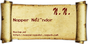 Nopper Nándor névjegykártya